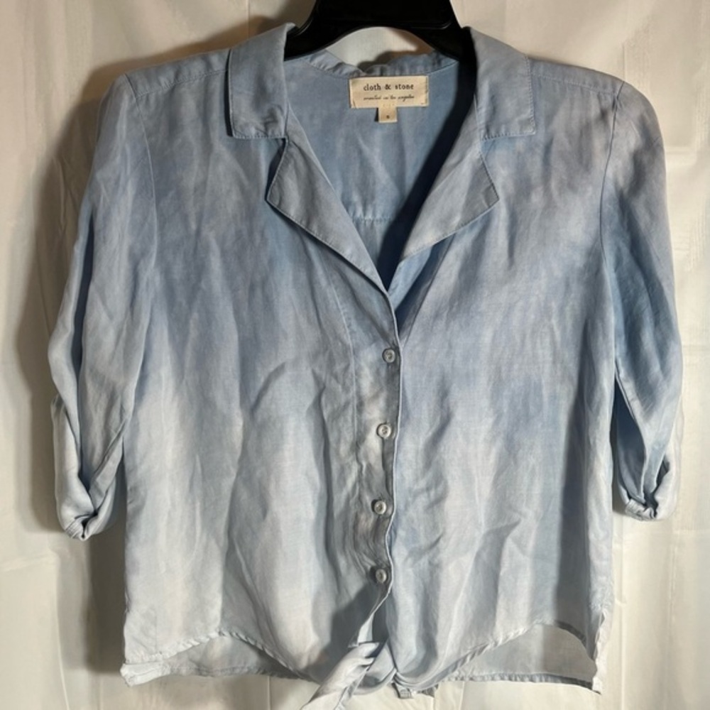 Anthropologie Cloth and Stone Womens Small Roll Tab Long Sleeve Top 100% Tencel